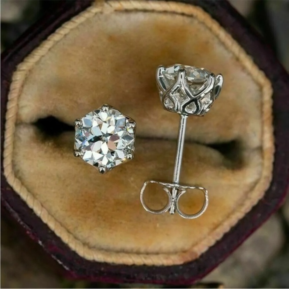 New 925 Silver Filled Stud Earring Charm Jewelry Round Cubic Zircon